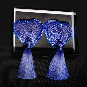 Blue Heart Tassel Pasties